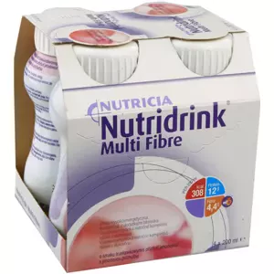 Nutridrink Multi Fibre s příchutí jahodovou por.sol. 4 x 200 ml