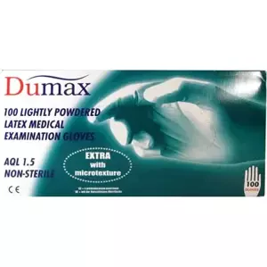 DUMAX vyšetřovací latexové nesterilní pudrové rukavice XL 100 ks