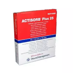 Actisorb Plus 25 Krytí S Aktivním Uhlím A Stříbrem 10,5 x 10,5 cm, 10 ks v balení