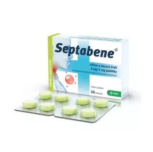 Septabene 3 mg/1 mg citron a bezový květ pastilky, 16 pastilek